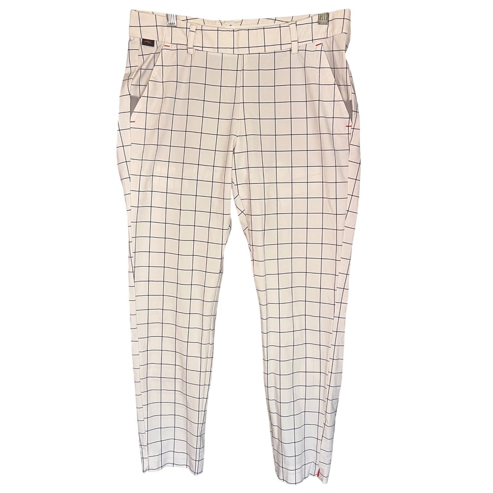 KJUS‎ Women Ikala Tregg Pattern Golf Pants White Black Grid Slim Fit 38 S/M
